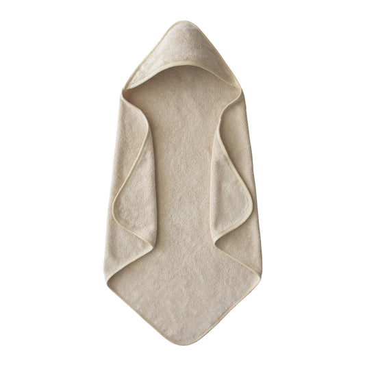 Badcape met kap van Mushie, in de kleur naturel, gemaakt van 100% biologisch katoen