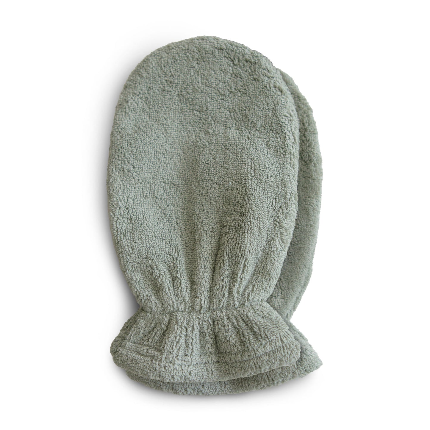 Zachte en absorberende groene washandjes van het merk Mushie